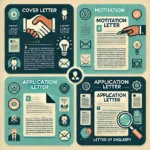 the four types of letters: Cover Letter, Motivation Letter, Application Letter, and Letter of Enquiry